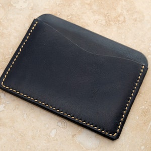 Leather Minimalist Card Wallet Black Buffalo Calf image 3