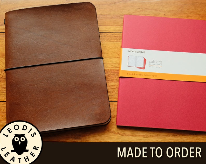 Leather Moleskine XL Cahier Notebook Cover, Made to Order image 1