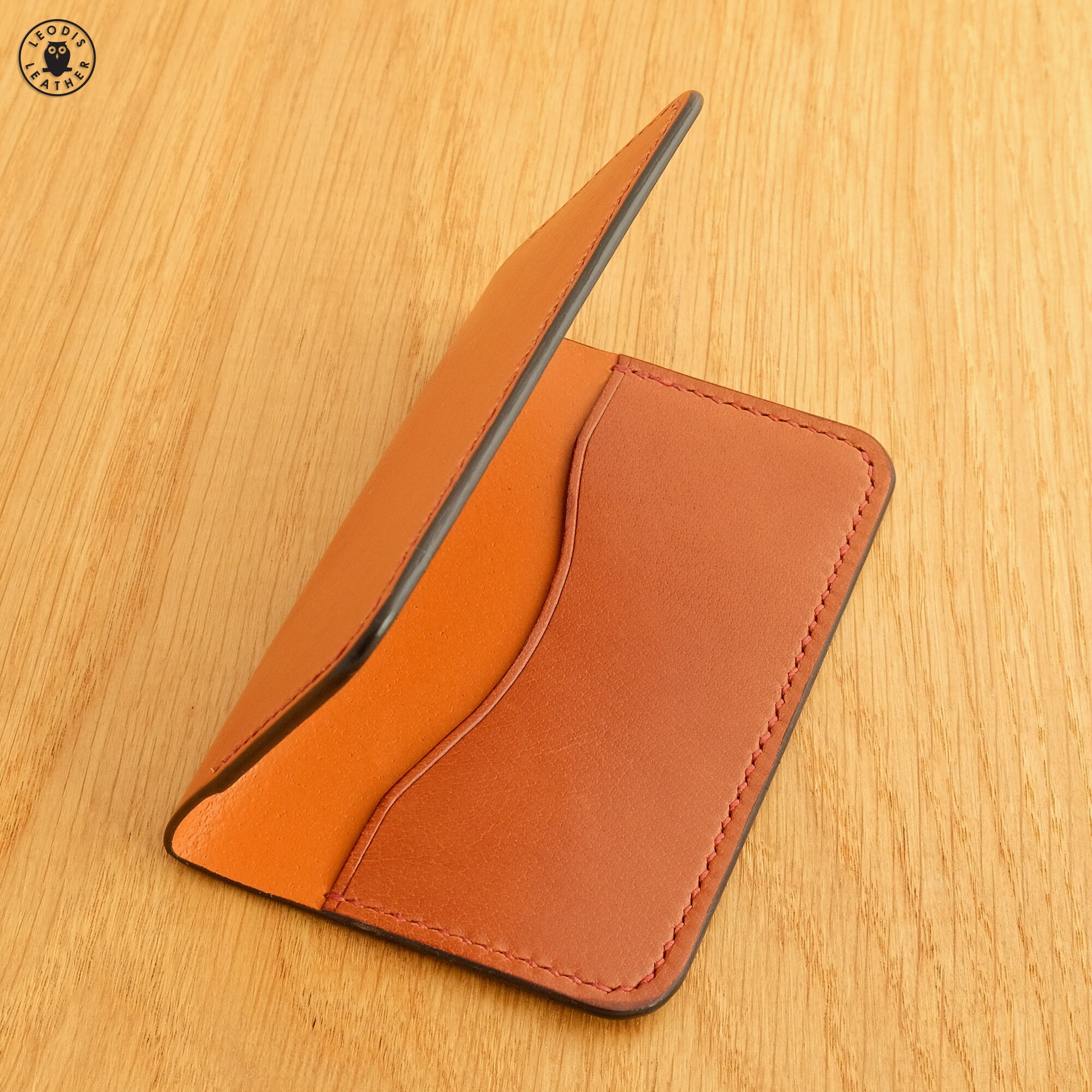 Leather Card Wallet (mid Tan/chestnut) - Etsy