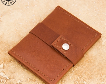 Leather ID/travel card holder (chestnut buffalo calf)