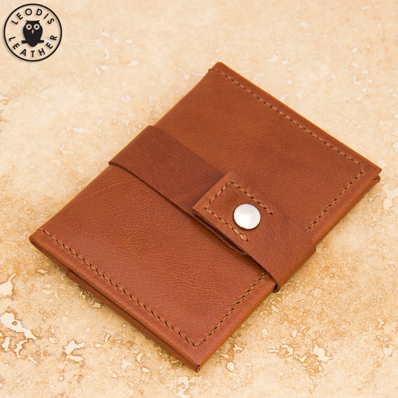 Leather ID/travel card holder chestnut buffalo calf image 1