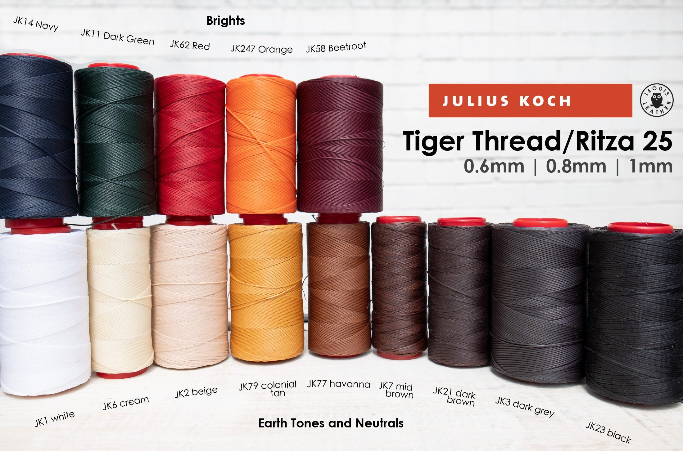 Sample Card - Tiger Thread - Ritza 25 - All Sizes Included