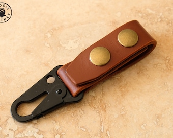 Leather Snap Hook Keyring Hanger (Dark Tan)