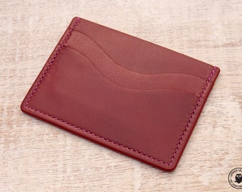 Leather Minimalist Card Wallet (Plum Buffalo Calf)