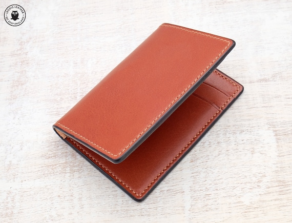 Handmade Buffalo Leather Card Wallet - Rosewood (Light Brown)