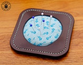 Leather Pincushion (brown/blue)