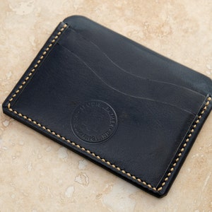 Leather Minimalist Card Wallet Black Buffalo Calf image 1