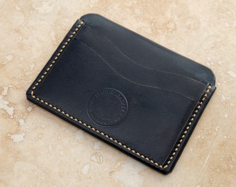 Leather Minimalist Card Wallet (Black Buffalo Calf)