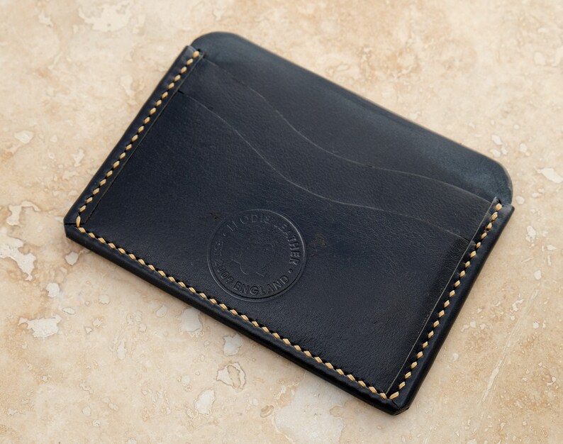 Leather Minimalist Card Wallet Black Buffalo Calf image 1