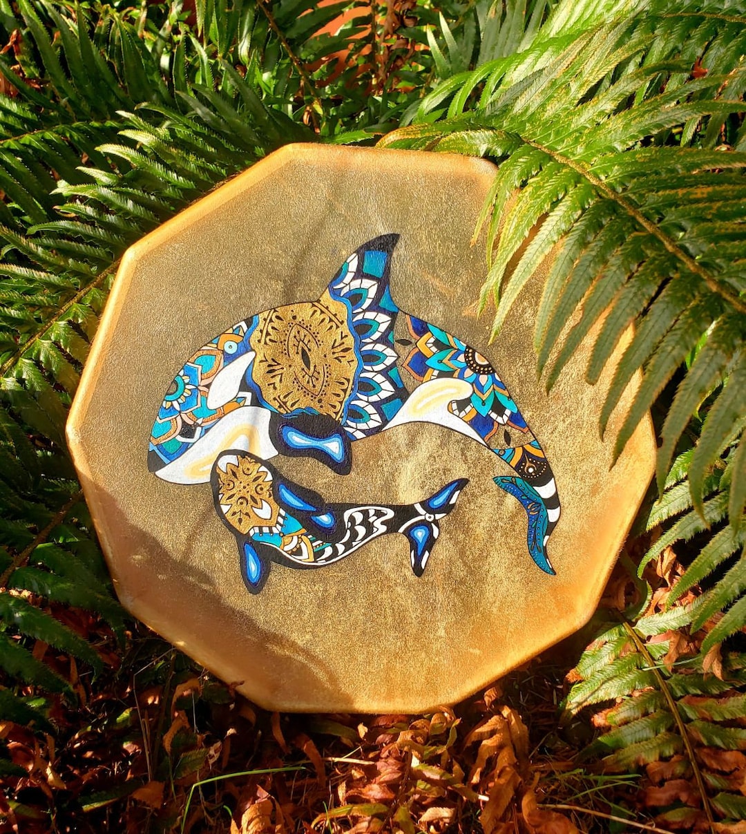 Tamburo a mano Orca Tamburo sciamanico Tamburo da