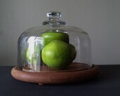 Vintage Cheese Board Round Glass Cloche Teakwood Home & Living Modern Display Kitchen Dining Serving Entertaining Parties Gift Idea