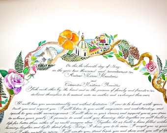 Wedding vows illuminated by personal symbols