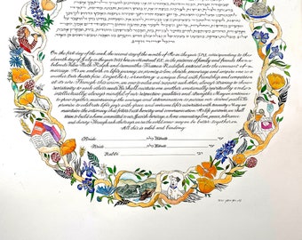 Blue and peach, full of light personal symbols