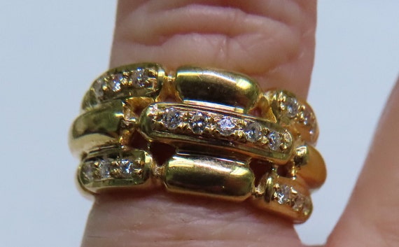 Vintage Ladies 18KT Yellow Gold Diamond Wedding B… - image 1
