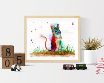 Mouse colorful art print by Ellen Brenneman