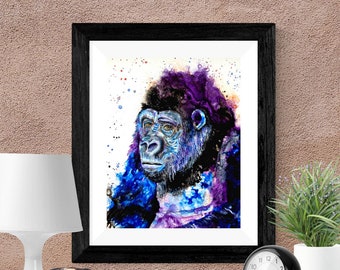 Gorilla portrait spirit animal art print by Ellen Brenneman