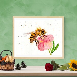 Honeybee and flower art print by Ellen Brenneman image 1