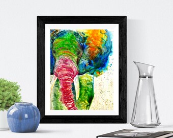 Elephant colorful art print by Ellen Brenneman