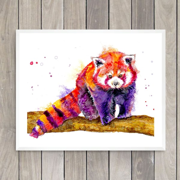 Red Panda colorful art print by Ellen Brenneman