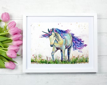 Unicorn art print by Ellen Brenneman