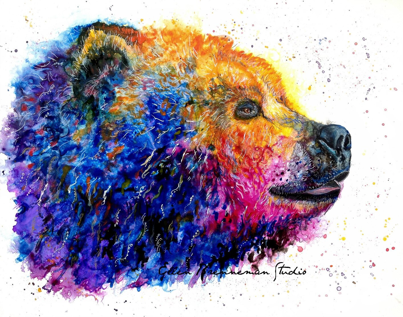 Colorful Bear art print spirit animal by Ellen Brenneman Etsy