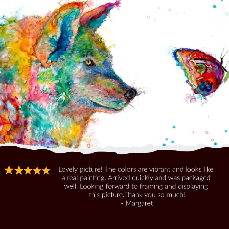Wolf and Butterfly colorful art print by Ellen Brenneman image 2