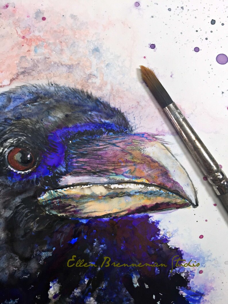 Colorful Raven spirit animal art print Etsy