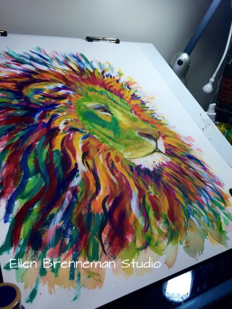 Lion Spirit Animal Art Lion Totem Colorful Lion Art Print Etsy
