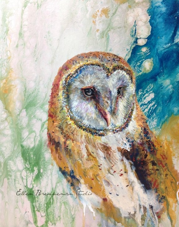 Colorful Barn Owl Art Print By Ellen Brenneman Etsy