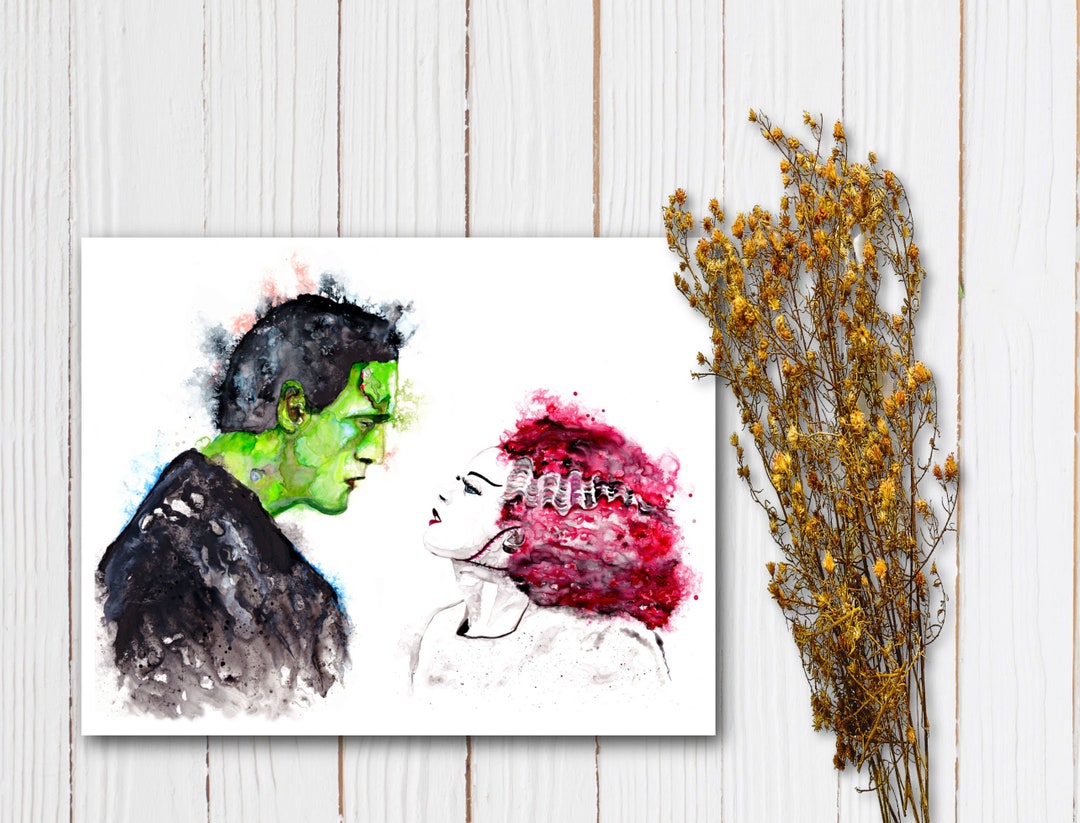 Frankenstein and Bride Print Classic Horror Art Frankenstein - Etsy