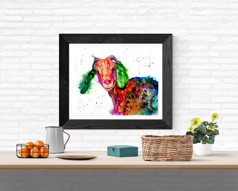 Colorful Goat Print Nubian Goat Art Farm Animal Wall Decor Etsy