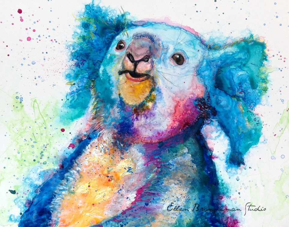 Colorful Koala art print spirit animal by Ellen Brenneman | Etsy