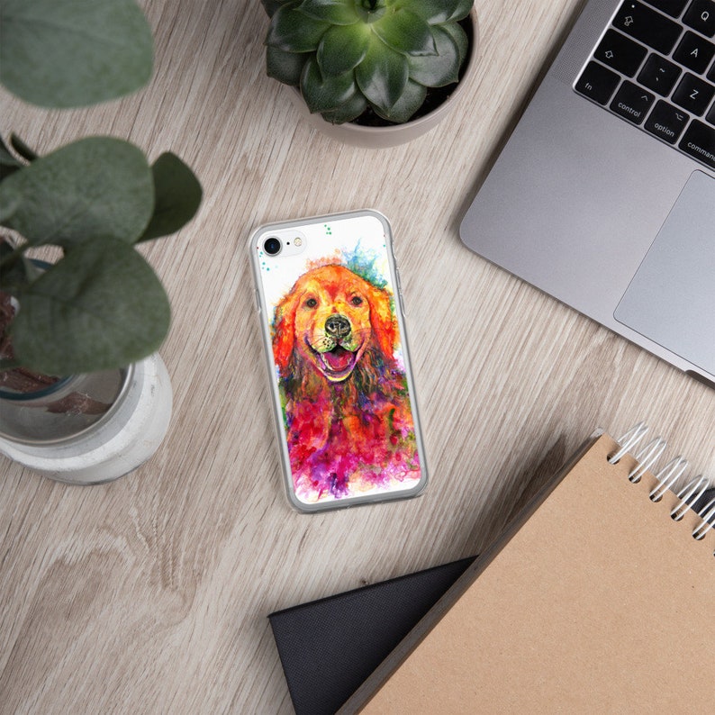 Golden retriever colorful art iPhone case by Ellen Brenneman 