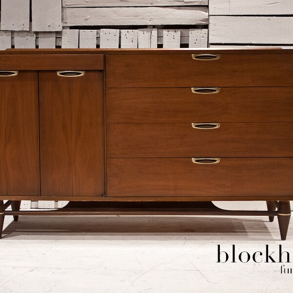 Mid Century Modern Walnut Credenza by Broyhill