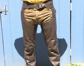 Brown Leather Chaps, Steampunk, Western, Biker