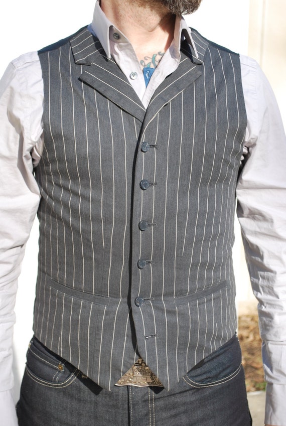 Gray Edwardian Style Pinstripe Waistcoat