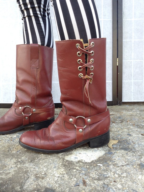 Oxblood Biker Boots, Harness Boots