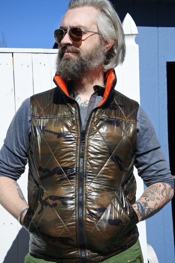 Camo Quilted Vest, Puffy Vest, Scifi/ Cyberpunk Lo