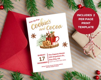 Cookie Party Invitation Template | Editable Christmas Cookie Party Invitation |  Christmas Cookie Party Invitation | Template Editable