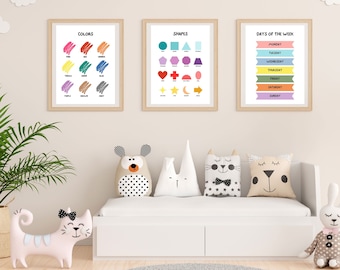 Educational Kids Room Posters: Boho Montessori Prints (Digital Download)
