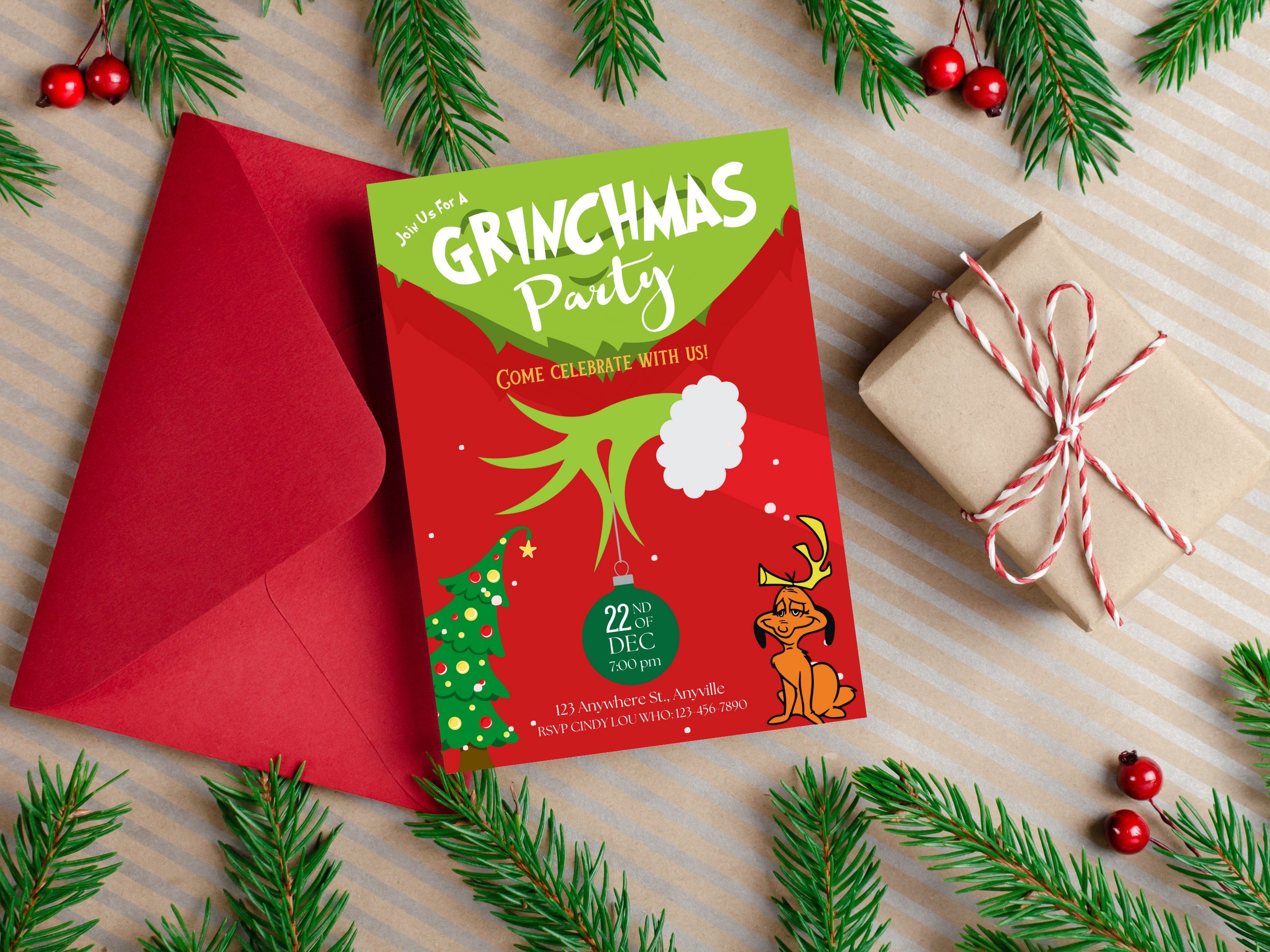 Editable Grinchmas Party Invitation Template (digital Download) - Etsy