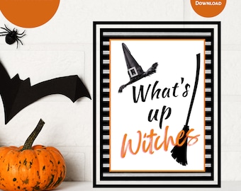 What's Up Heksen Halloween Art Print | Griezelig decor (digitale download)