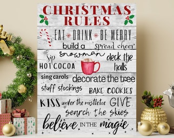 Weihnachtsregeln Wort Collage Kunstdruck (Digitaler Download)