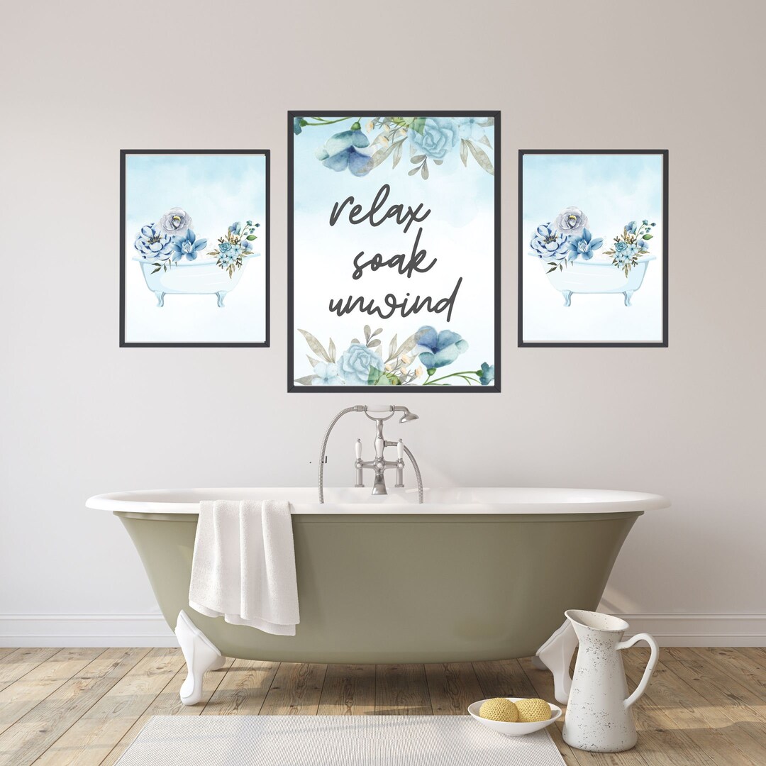 BATHROOM WALL Art,bathroom Printables,floral Bathroom Wall Decor ...