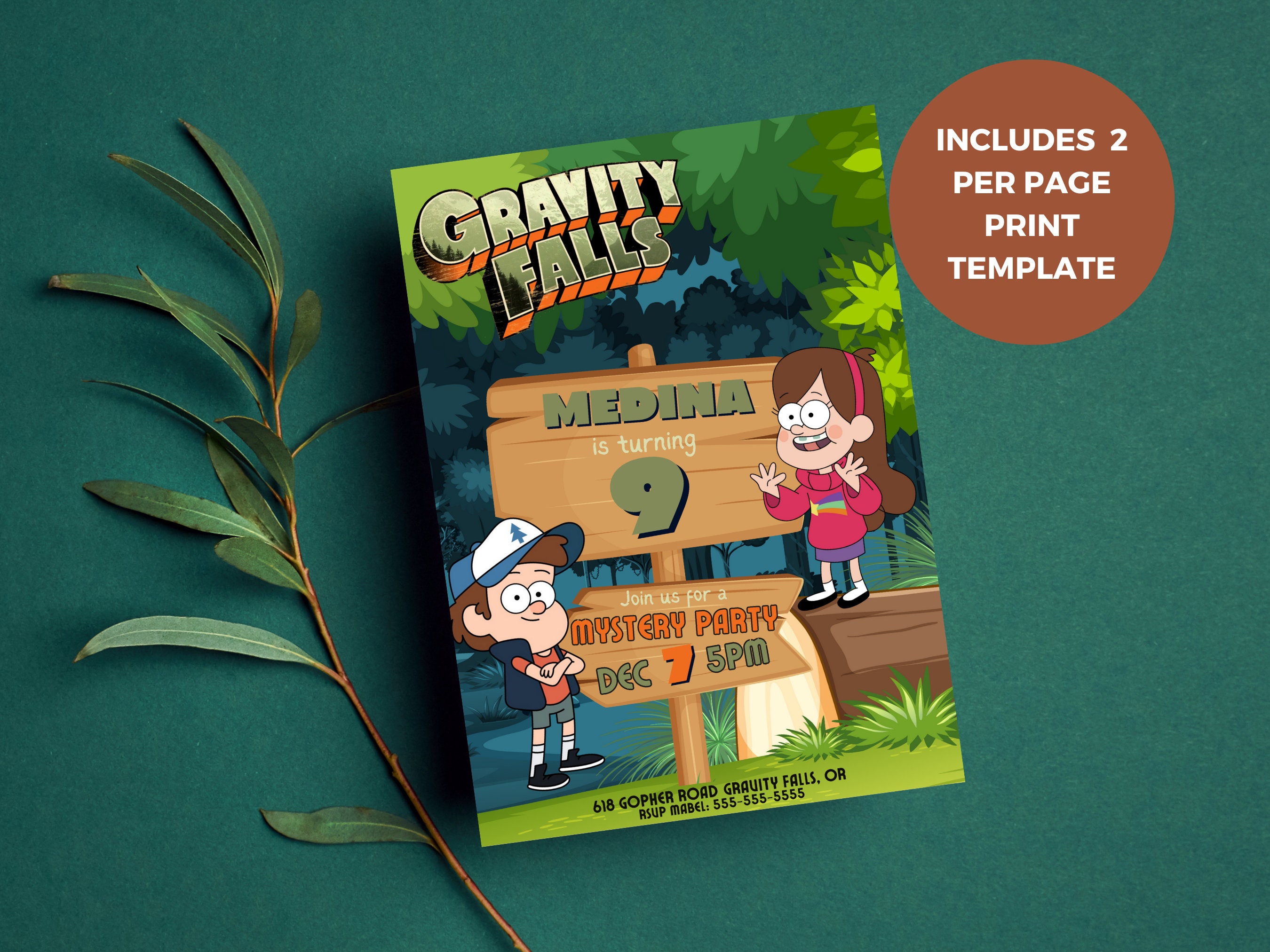 Gravity Falls Invitation, Gravity Falls Birthday Invite, Gravity Falls ...