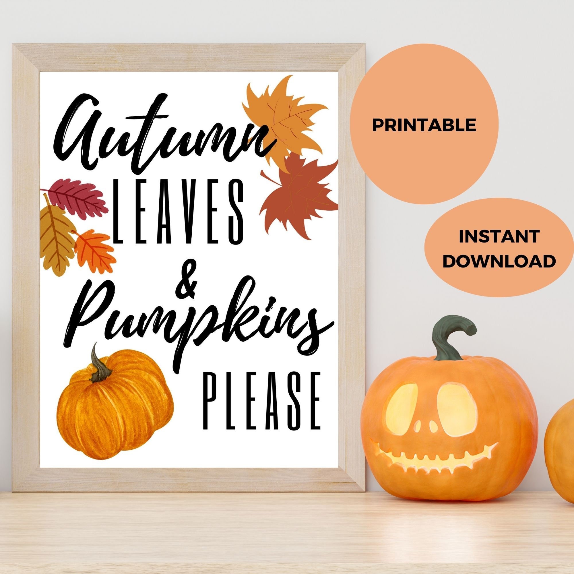 Fall Pumpkin Printable Wall Art Artfall Season Home Decor - Etsy