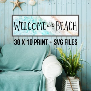 Welcome to the Beach Print: Coastal Wall Art (30x10 PDF & SVG)