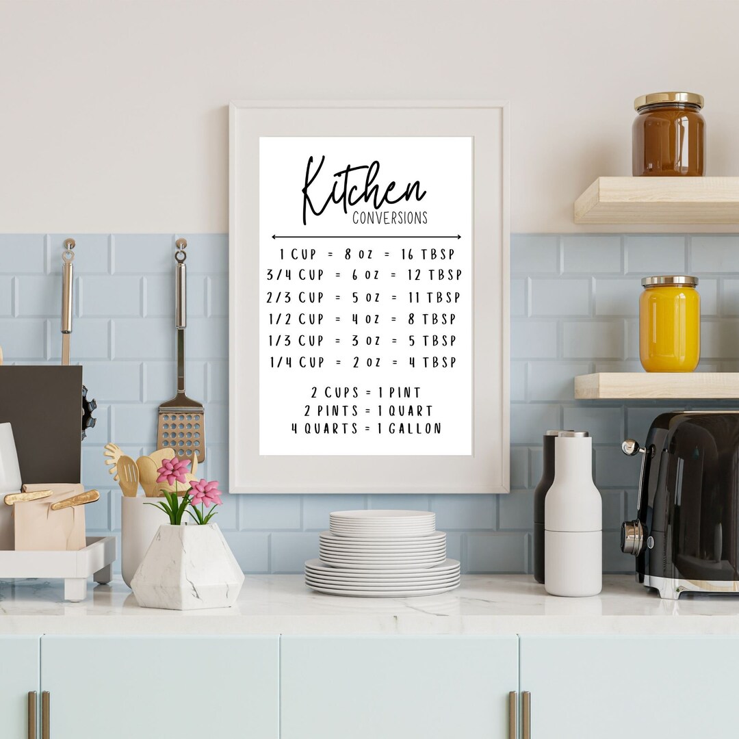 Kitchen Printable Decor, KITCHEN CONVERSIONS PRINT Black & White