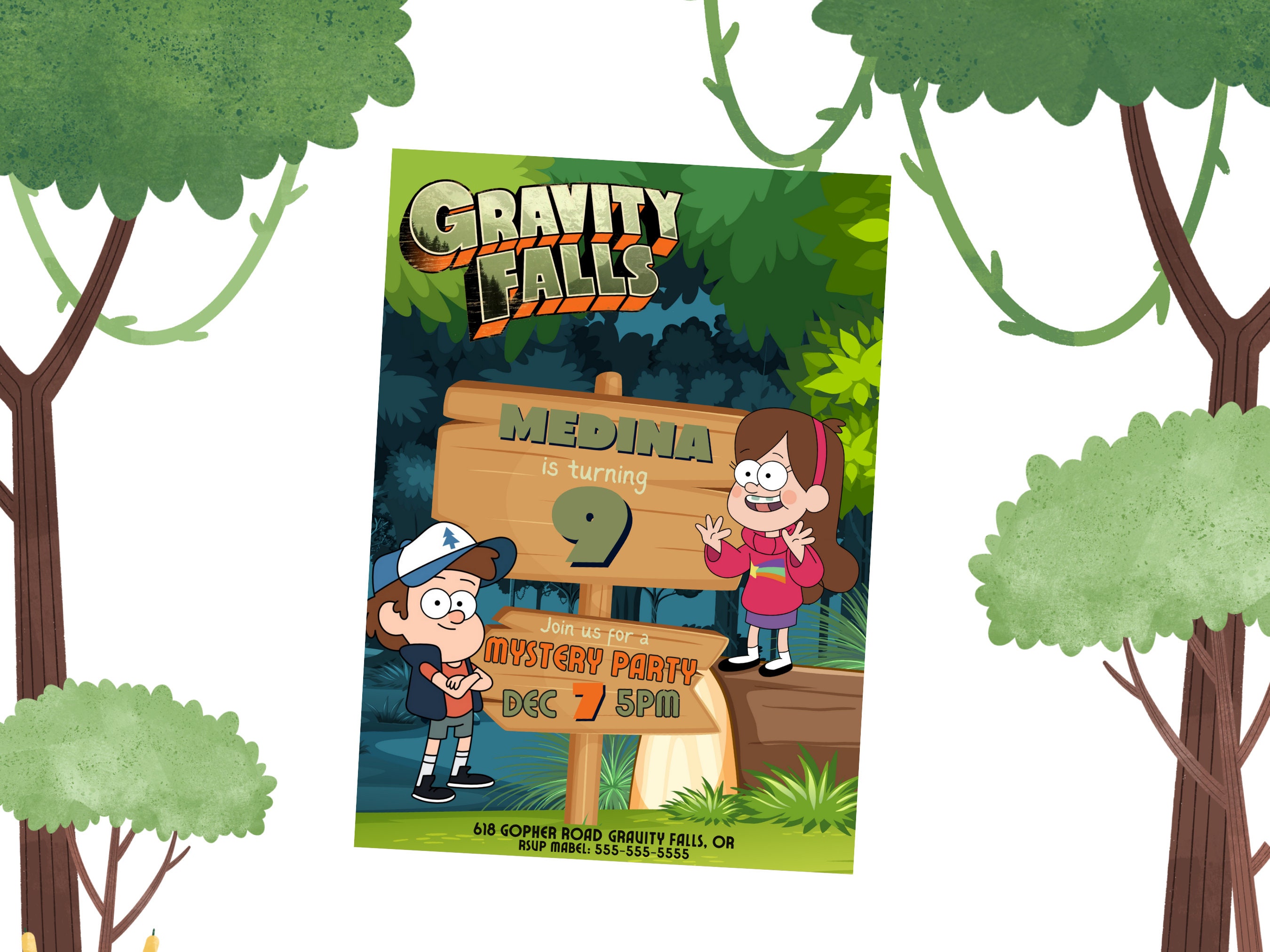 Gravity Falls Invitation, Gravity Falls Birthday Invite, Gravity Falls ...