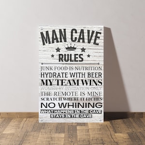 MAN CAVE RULES printable art (Painted Wood), Funny Man Cave Signs, Printable man cave, Man Cave Printable, Man Cave Signs, Man Cave Wall Art